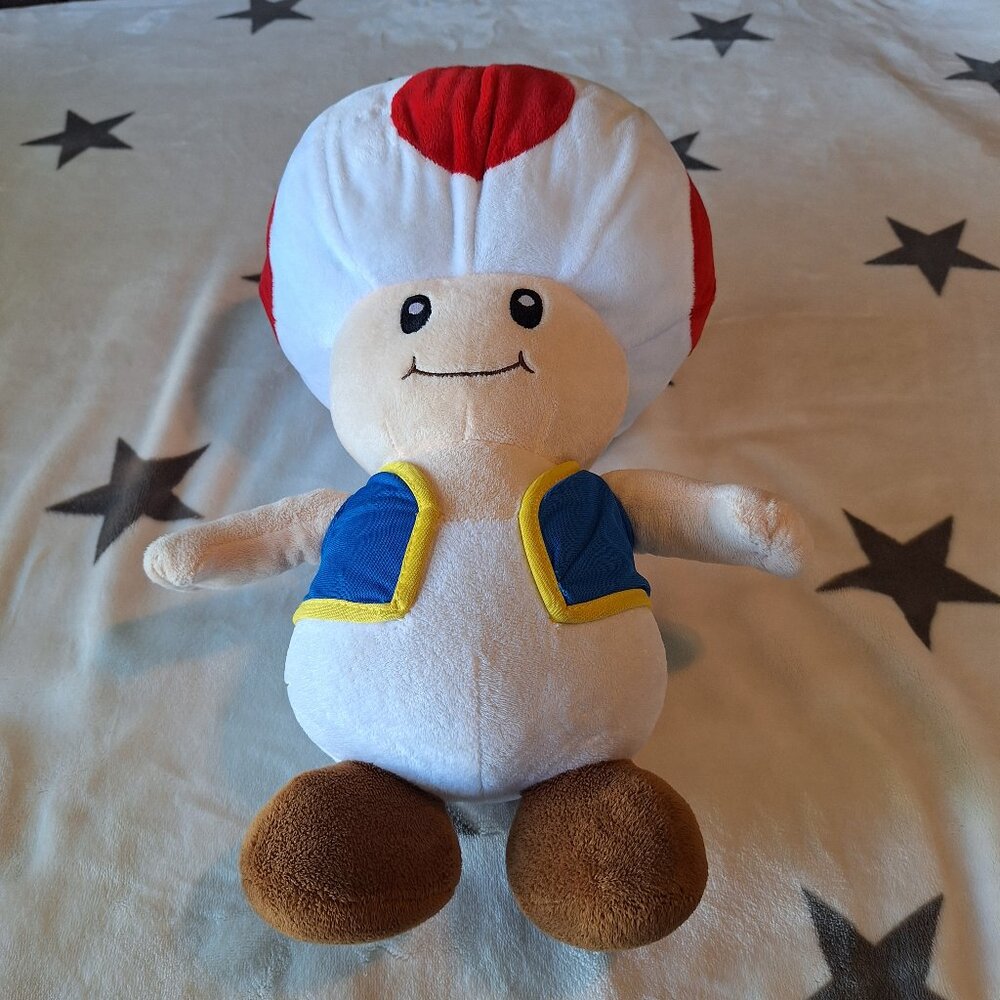 Super Mario Bros Video Game 15”‎ Plush Toad Mushroom Stuffed Toy Nintendo